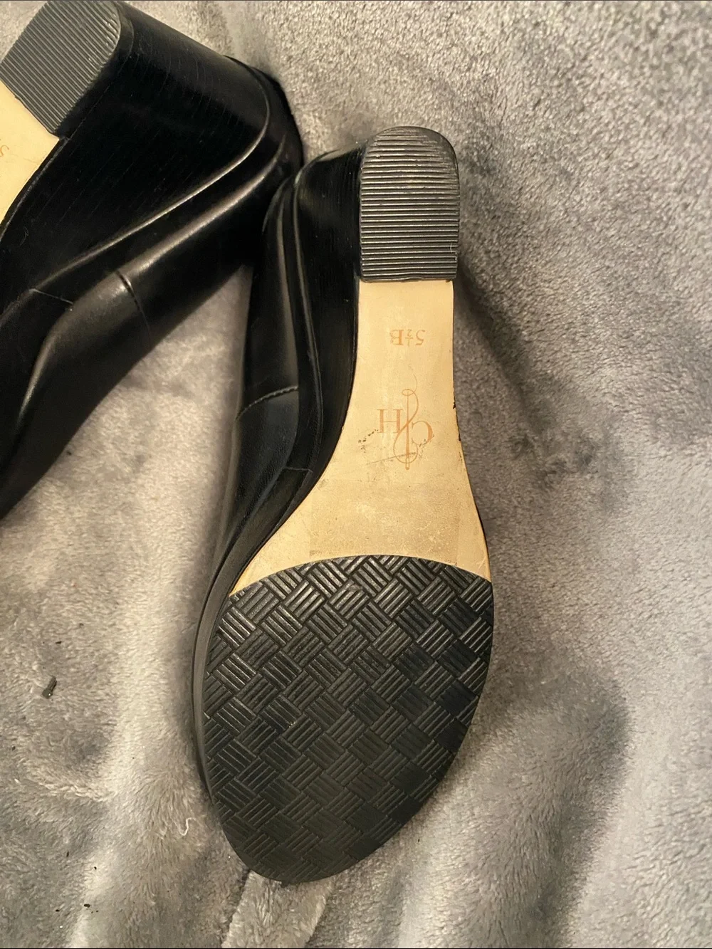 Cole Haan Black Leather Peep-Toe Heels
